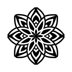 A glyph style icon of a flower mandala