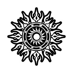 Solar disk tattoo icon in glyph style