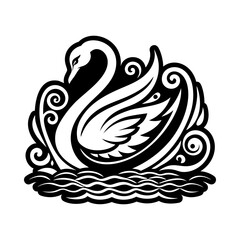 A glyph style icon of a swan tattoo