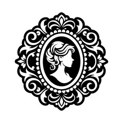 Feminine vintage tattoo, glyph style icon