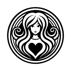 Woman love tattoo icon in glyph style