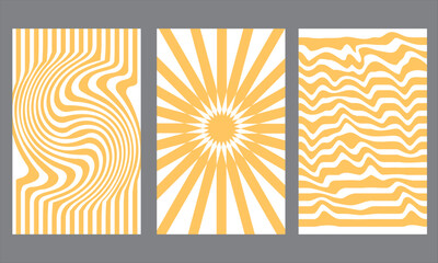 Abstract horizontal backgrounds, Trendy vector illustration, Groovy hippie 70s backgrounds, Twisted and distorted vector texture.