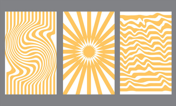 Abstract horizontal backgrounds, Trendy vector illustration, Groovy hippie 70s backgrounds, Twisted and distorted vector texture.