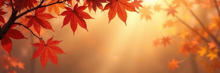 Fototapeta premium Sepia toned maples against warm sepia background with branches, maples, foliage