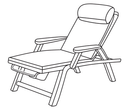 Relax in Style Chair Isolated on White Background, Minimalist Beach Chair Line Art for Summer Vibes