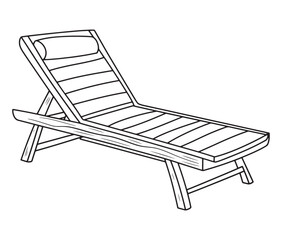 Relax in Style Chair Isolated on White Background, Minimalist Beach Chair Line Art for Summer Vibes