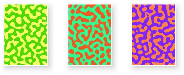 Bright, abstract camouflage patterns with bold colors and organic shapes. Ideal for modern designs. Vector illustration. © Vjom