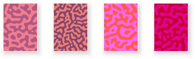 A collection of abstract organic patterns featuring soft and vibrant pink hues with unique shapes. Vector illustration.