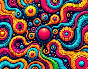 Fototapeta premium Vibrant Swirling Patterns Minimalist Tapestry Art 4K Illustration Vaporwave Design