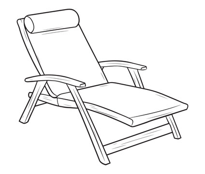 Relax in Style Chair Isolated on White Background, Minimalist Beach Chair Line Art for Summer Vibes