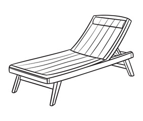 Relax in Style Chair Isolated on White Background, Minimalist Beach Chair Line Art for Summer Vibes