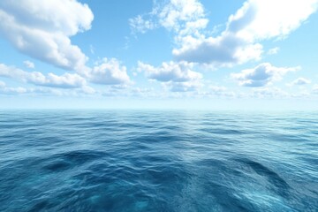 Obraz premium Endless blue ocean and cloudy sky create a tranquil atmosphere during midday