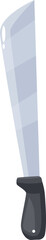 Cartoon machete knife pointing downwards, isolated on white background