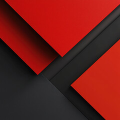 Geometric abstract composition with bold red and black intersecting layers