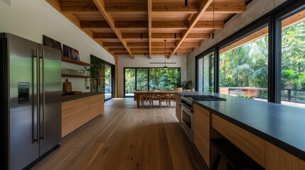 Modern Tropical Kitchen Design: Open Concept Living with Natural Light