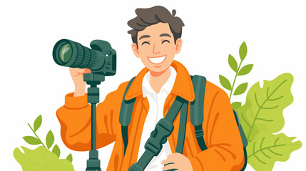 Enthusiastic photographer ready for an adventure