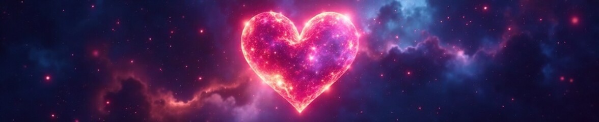 Obraz premium Glowing nebula-shaped heart with glowing stars inside, universe, majestic, shimmering