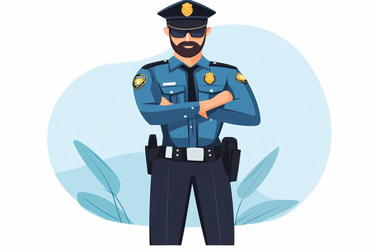 police officer in blue uniform with crossed arms clip art preview
