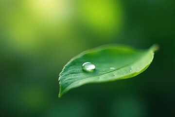 Leaf with a single droplet suspended in mid-air serenity, simplicity, serene, quiet