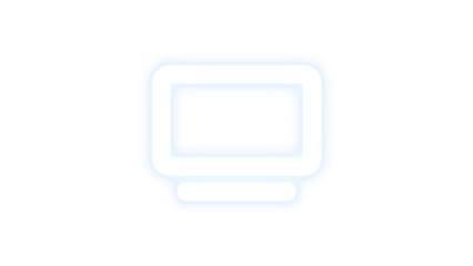 Fototapeta premium Tv icon white color glowing neon on black background