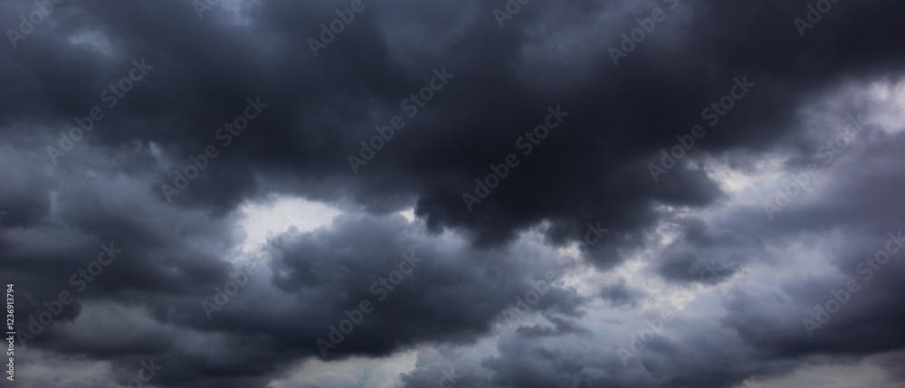 Aufkleber A dark, cloud filled sky creates a foreboding atmosphere, symbolizing the dramatic effects of changing climate patterns and the uncertainties associated with global warming.