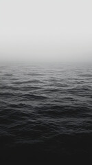 Obraz premium Minimalist dark ocean waves in a black and white atmospheric setting