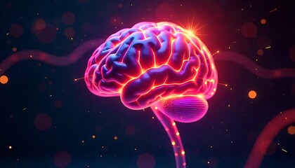 Glowing Neural Brain with Futuristic Energy