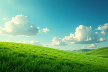 Obraz premium Clouds in shades of green and brown float above a lush meadow, natural, still, clouds