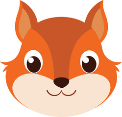 Cute Squirrel Head cartoon vector illustration.