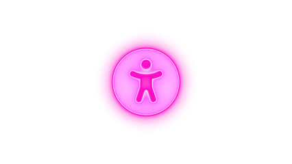 Universal access icon pink color glowing neon on black background