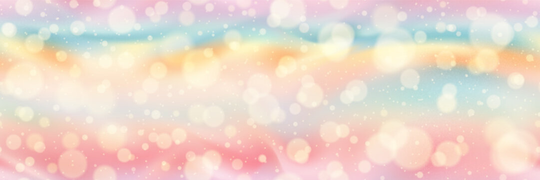 Soft pastel gradient mesh seamless bg in beach colors with overlay bubbles and noisy texture. Summer wallpaper. Vector illustration