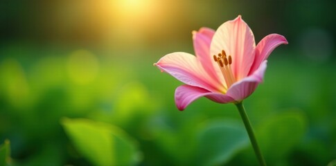 The delicate shape of a lily in the soft morning light, nature, lily, greenery