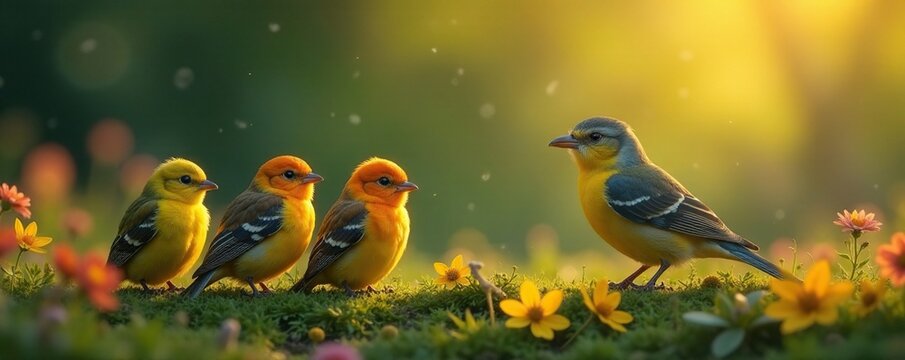 Einige Augen in einem Auge mit einem kleinen Vogel, wilde tiere, bunt, fliegen