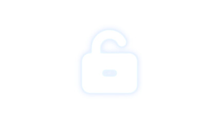 Unlock keyhole icon white color glowing neon on black background