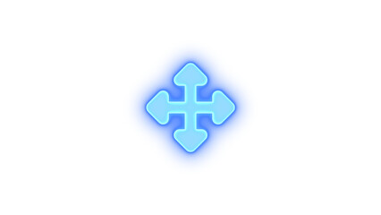 Up down left right icon blue color glowing neon on black background