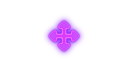 Obraz premium Up down left right icon purple color glowing neon on black background