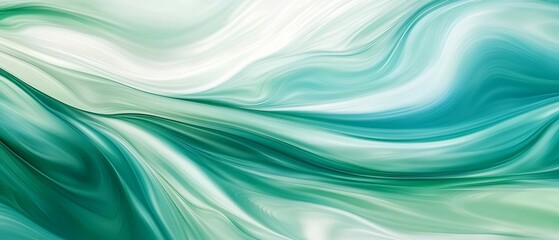 Abstract Green And White Swirling Wave Design
