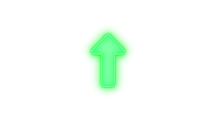 Up long icon green color glowing neon on black background