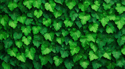 Fototapeta premium Lush Green Ivy Wall: A dense tapestry of vibrant green ivy leaves creates a captivating natural wall, perfect for background textures or nature-inspired designs. The rich.