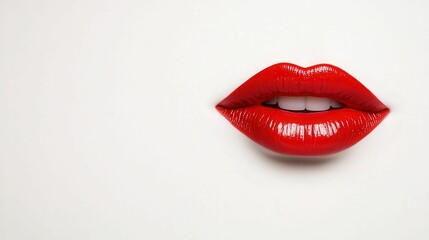 Fototapeta premium Elegant red lips on white background for beauty and fashion design