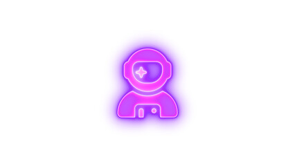 User astronaut icon purple color glowing neon on transparent png background
