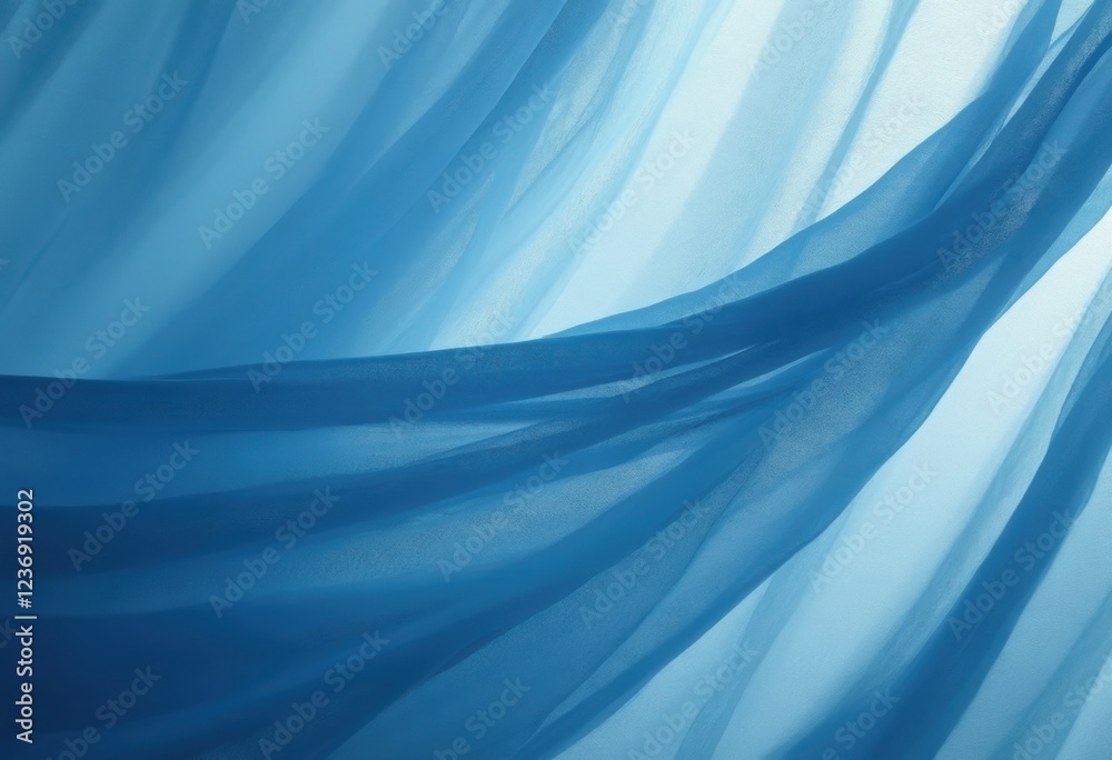 Poster blue silky fabric with wavy patterns and textures