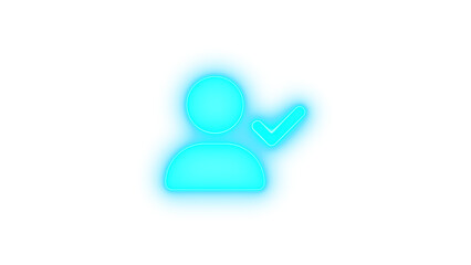 User check icon cyan color glowing neon on transparent background