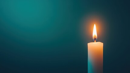 soft glowing candle flame on a clean black background, warm light, minimalistic style