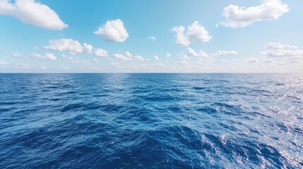 Obraz premium Calm ocean under blue sky, summer day, horizon view, travel background