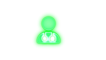 User doctor icon green color glowing neon on transparent background