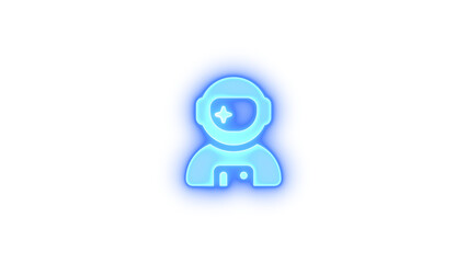 User astronaut icon blue color glowing neon on transparent background