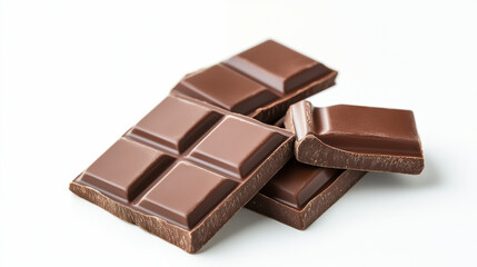 Fototapeta premium dark chocolate bar isolated on white , chocolate pieces 