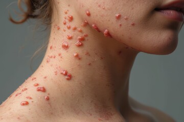 Fototapeta premium a woman with a lot of red spots on her neck