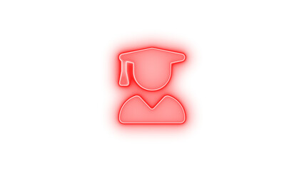 User graduate icon red color glowing neon on transparent background